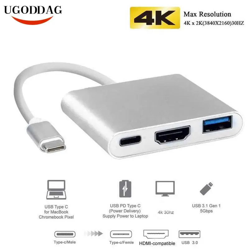 

Адаптер Thunderbolt 3 USB Type C Hub HDMI совместимый 4K Поддержка Samsung Dex mode USB-C Dock конвертер с PD для MacBook Pro