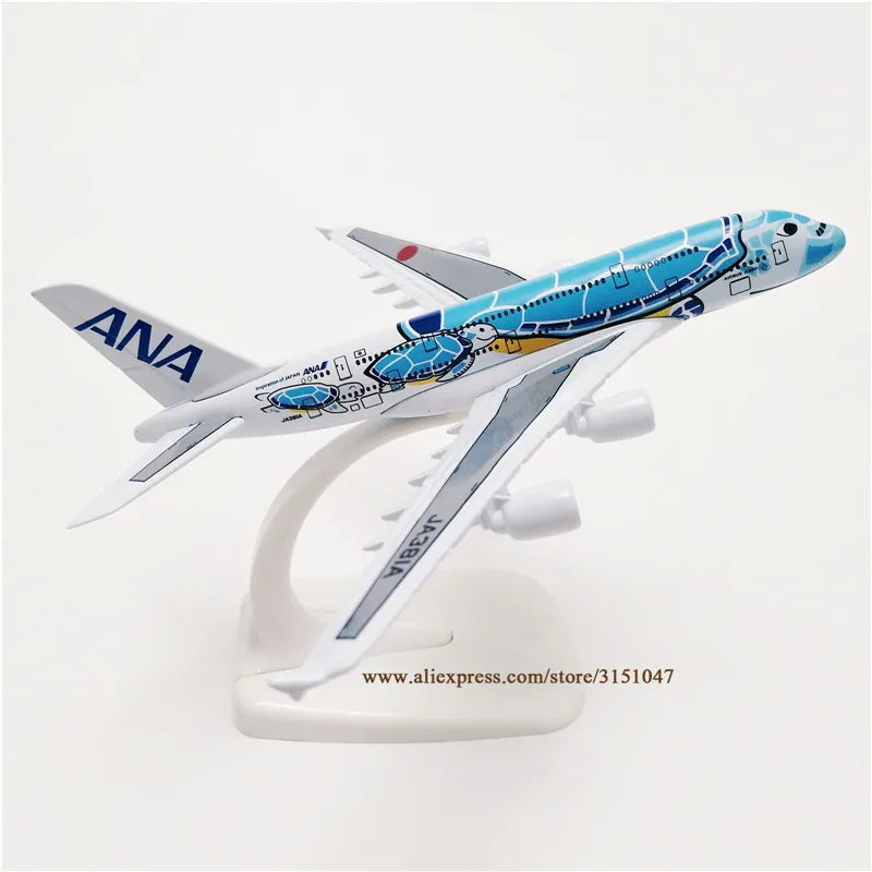 

HOT SALE NEW 16cm Alloy Metal Japan Air ANA Airbus A380 Cartoon Sea Turtle Airlines Airplane Model Airways Plane Model Aircraft