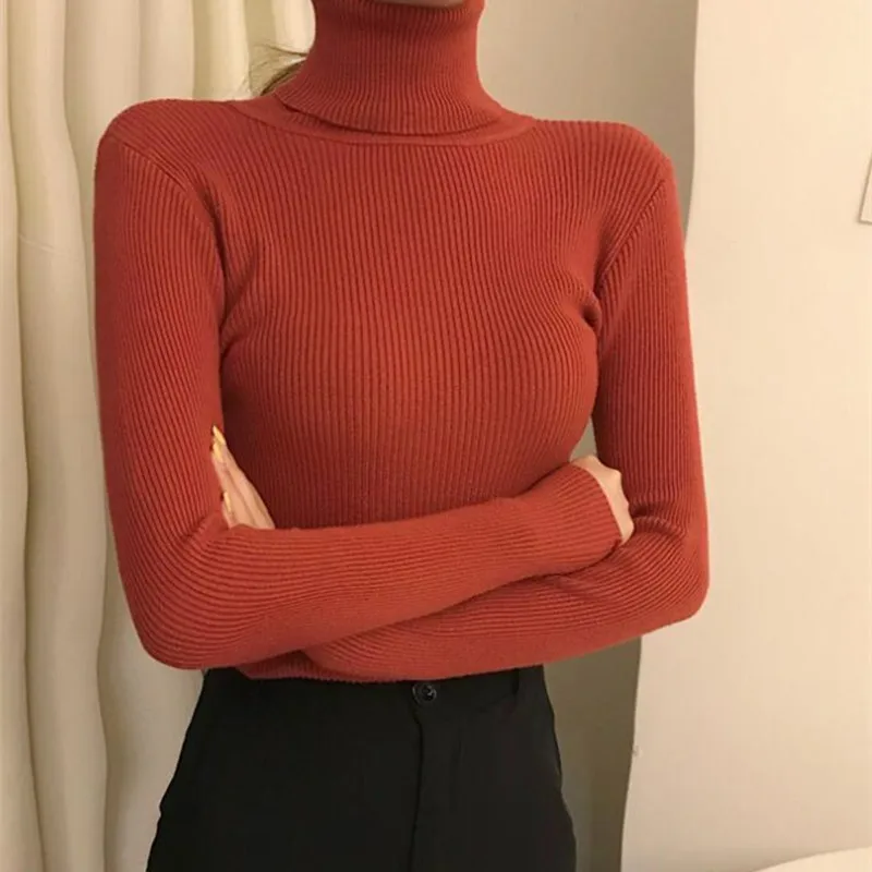 Осенне-зимний базовый свитер вязаная водолазка теплые Повседневные свитера 2021