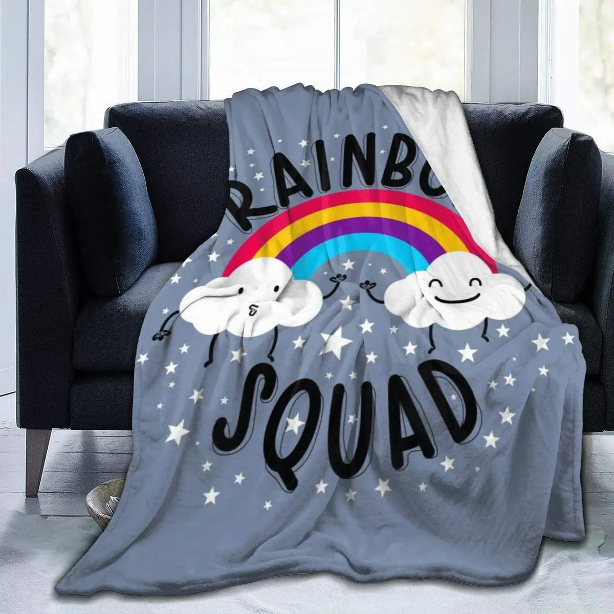 

Starry Sky Rainbow Squad Russianblue Blankets and Throws Soft Light Weight Blanket for Bed Couch and Living Room Suitable