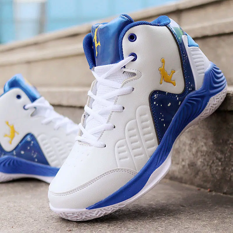 white blue Мужские высокие баскетбольные кроссовки jordans мужские амортизирующие легкие баскетбольные кроссовки противоскользящая дышащая уличная белая спортивная обувь - Цвет: white blue