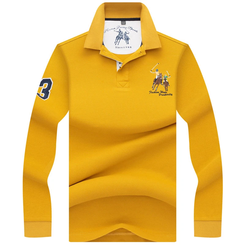 

Solid Color Cotton Male Polo Shirts Spring New Long Sleeve Shirt Lapel Pullover Business Casual Straight Fit Multicolor Shirt