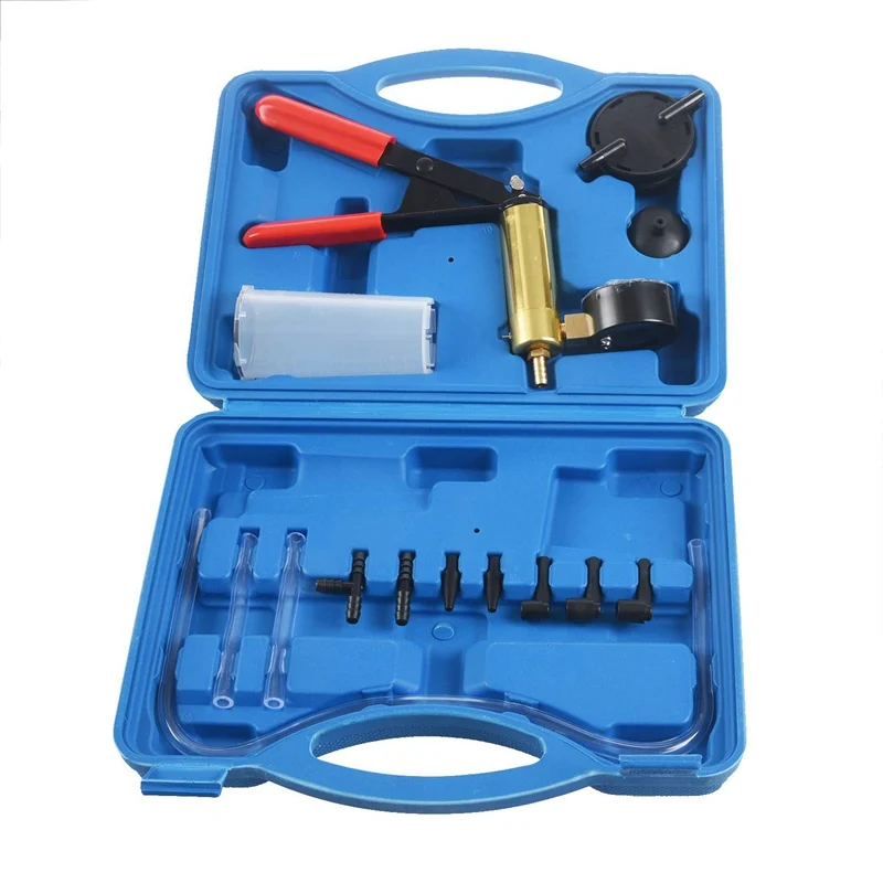

2 In 1 Brake Bleeder Kit Hand Held Vacuum Pump Test Set For Automotive With Sponge Protected Case,Adapters,One-Man Brake And Clu