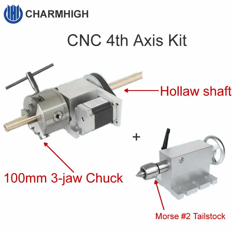 Бесплатная доставка 3 х кулачковый патрон 100 мм полый вал ЧПУ 4 я ось Nema 23 двигатель