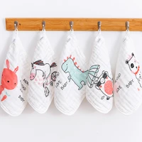 5pcs cute cartoon infant cotton six layer towel childrens edging embroidery towel kids portable breathable face wash towellc257
