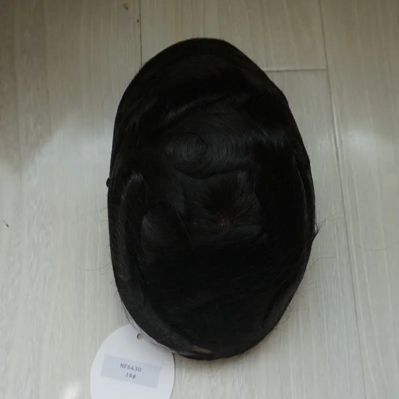 Hstonir моно Пьеса Топ волос с NPU наиболее прочный тупею индийский Волосы Remy удобные кусок волос H033 - Парик Цвет: 1B #