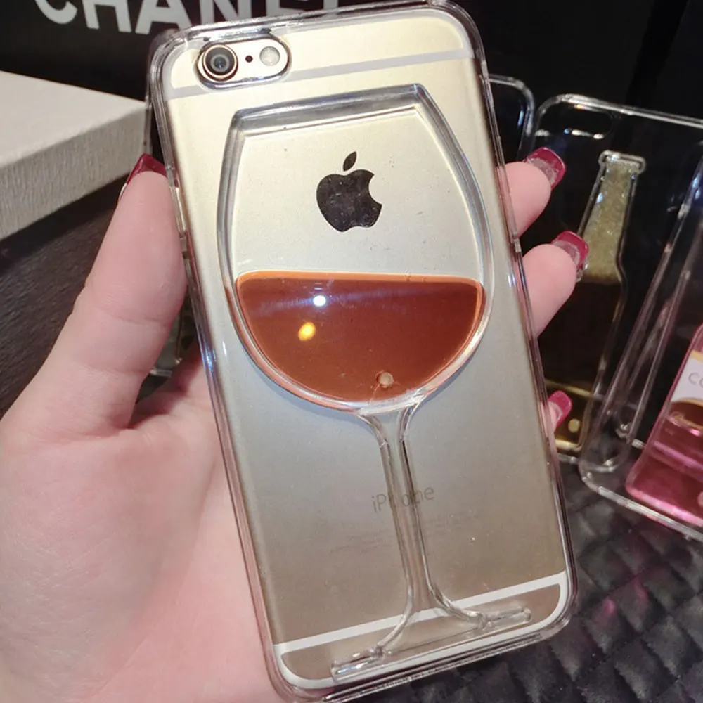 Ультратонкая прозрачная бутылка для винного шкафа iPhone 78 Plus 3D жидкая Коктейльная