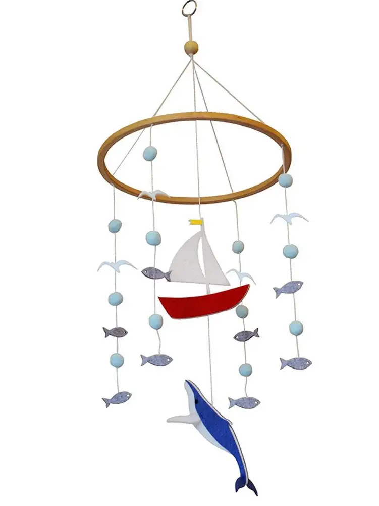 Мобиль для детской кроватки украшение китов и облаков серый белый темно-синий