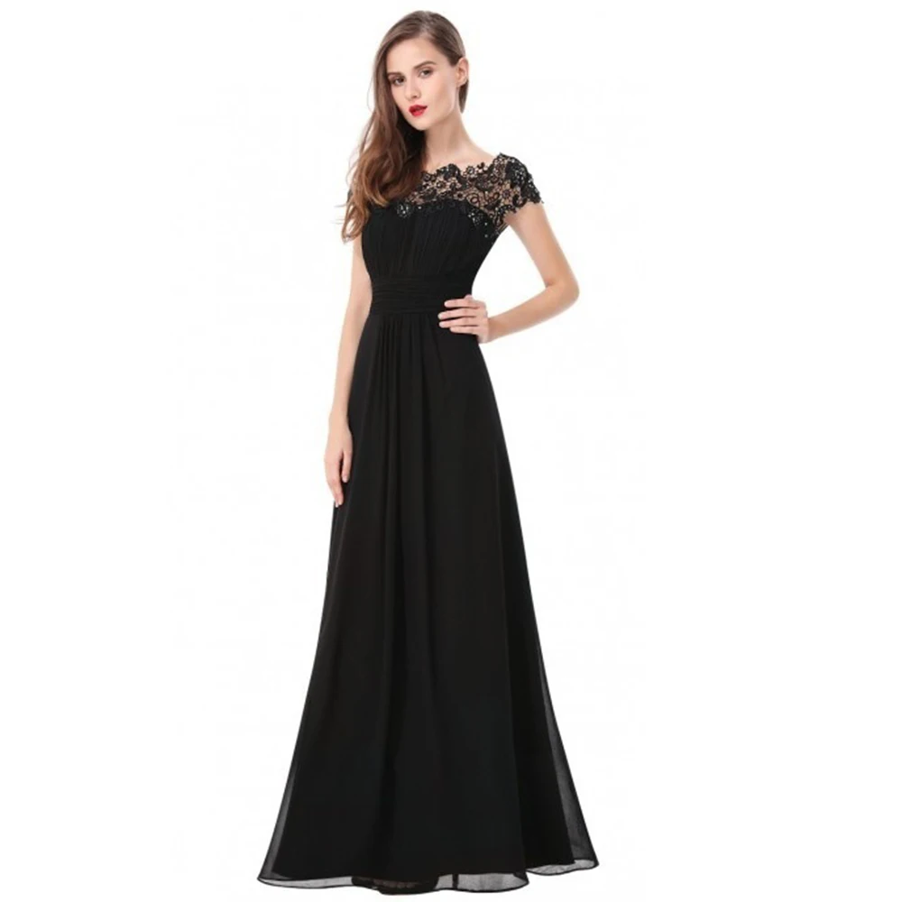 Женское шифоновое платье макси с круглым вырезом и высокой талией|Женские