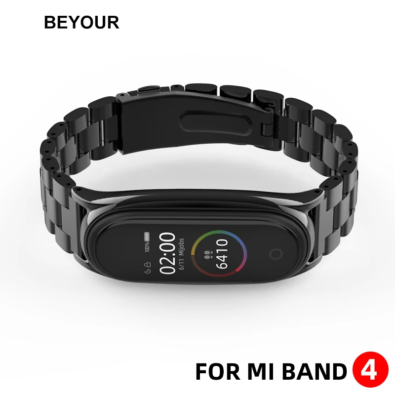 Металлический ремешок для Xiaomi Mi Band 4 3 браслет из нержавеющей стали совместимый