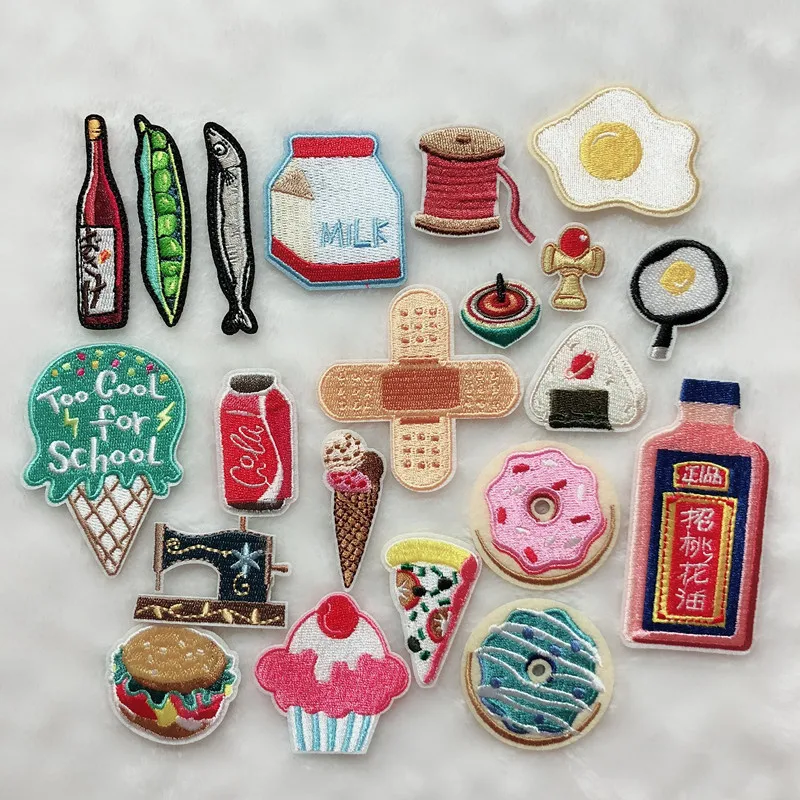 

50pcs/lot Embroidery Patches Letter Clothing Decoration Daily Necessities Drink Sunny Strange Things Iron Heat Transfer Applique
