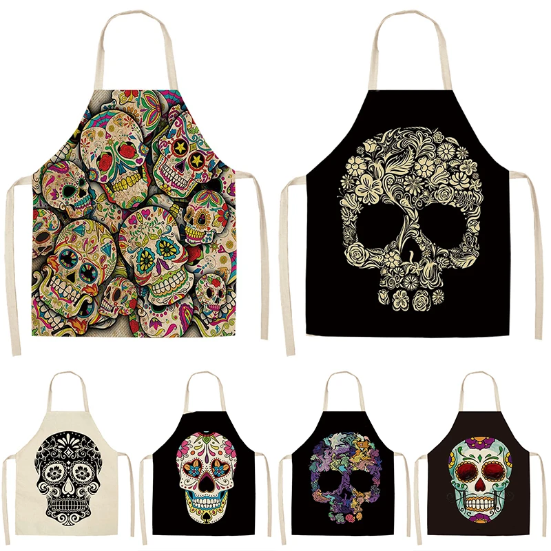 1 шт Череп Кухонный Фартук с узором 53*65 см для приготовления пищи без рукавов из