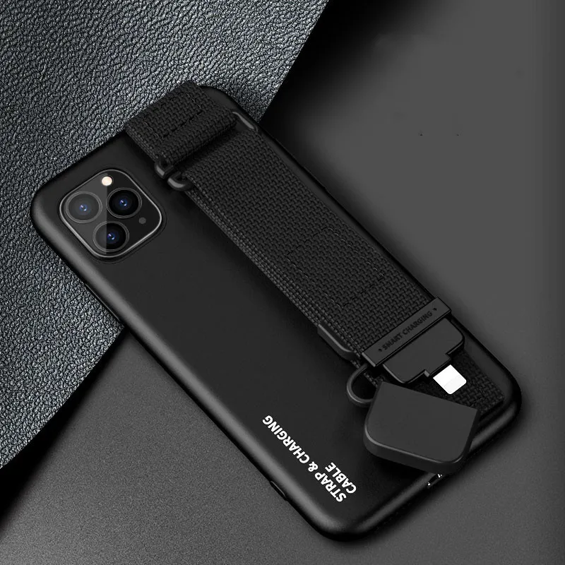 

Wrist Strap Phone Case For iphone 12 11 Pro Max Case Shockproof Charging Cable Cover for iPhone 12 11 Pro XS XR XS MAX 7 8 Plus