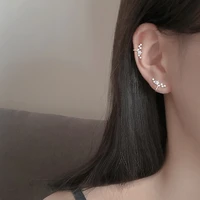 no ear hole style silver color drilling stars cubic zircon stud earring five pointed star ear clip on earring for girl women