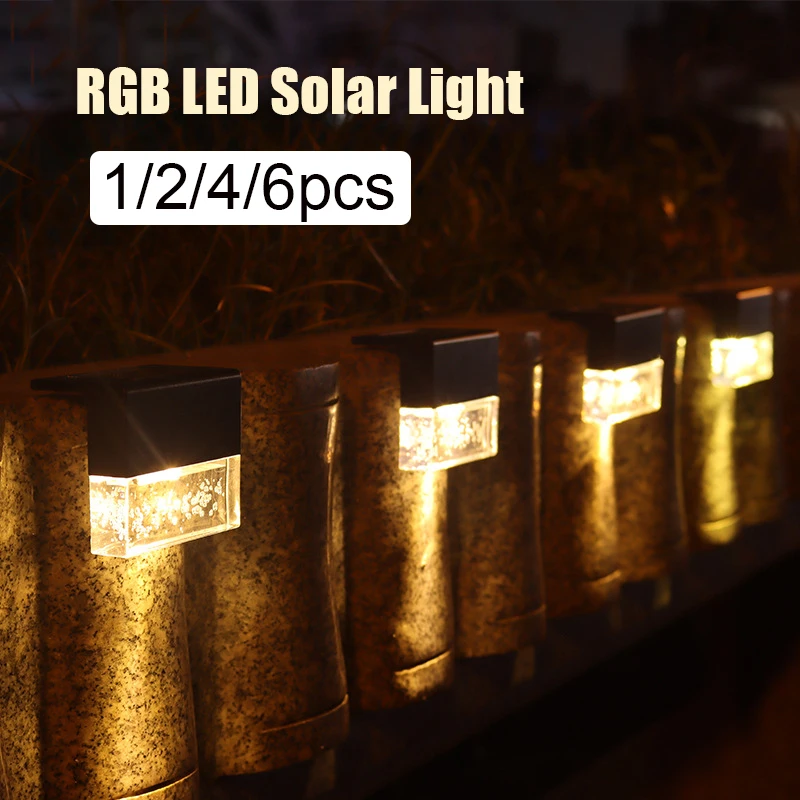 

1/2/4/6pcs LED Solar Garden Light RGB Lamp IP65 Waterproof for Garden Patio Yard Stair Fence Landscape Outdoor Decoration Lights