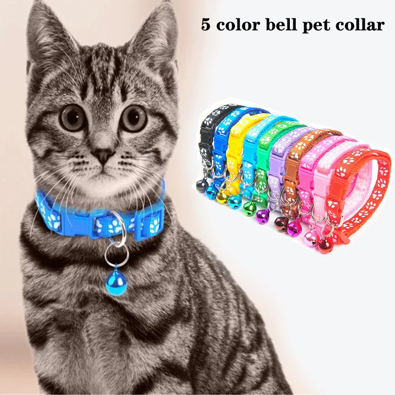 

Colorful Cat Necklace Cat Collar With Bell Adjustable Buckle Collar Cat Pet Supplies Cat Small Dog Accessories Collar Pet Supply