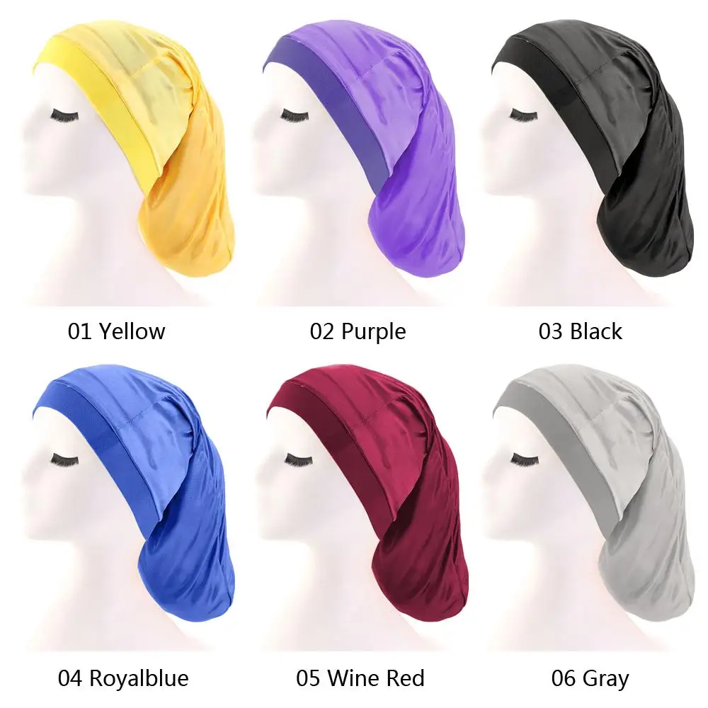 Женская широкая эластичная Атласная шапочка тюрбан оплетка мешковатая уход за