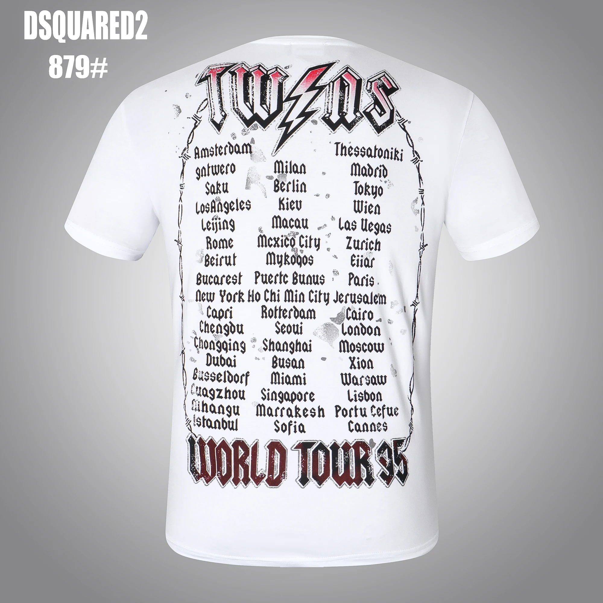 

DSQUARED2 men and women D2 printed letters dsq round neck short-sleeved street hip-hop pure cotton genuine T-shirt 879
