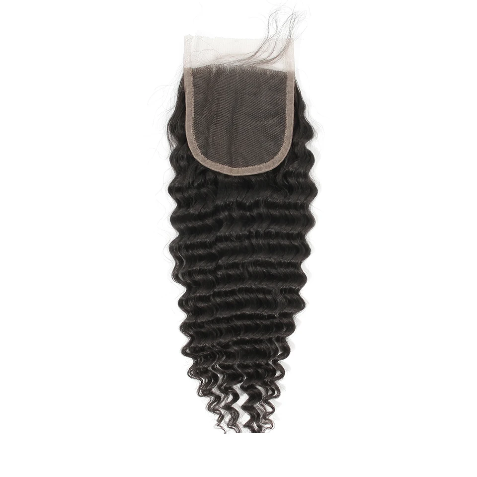 Прозрачные бразильские кудрявые человеческие волосы 4x4 с глубокой волной