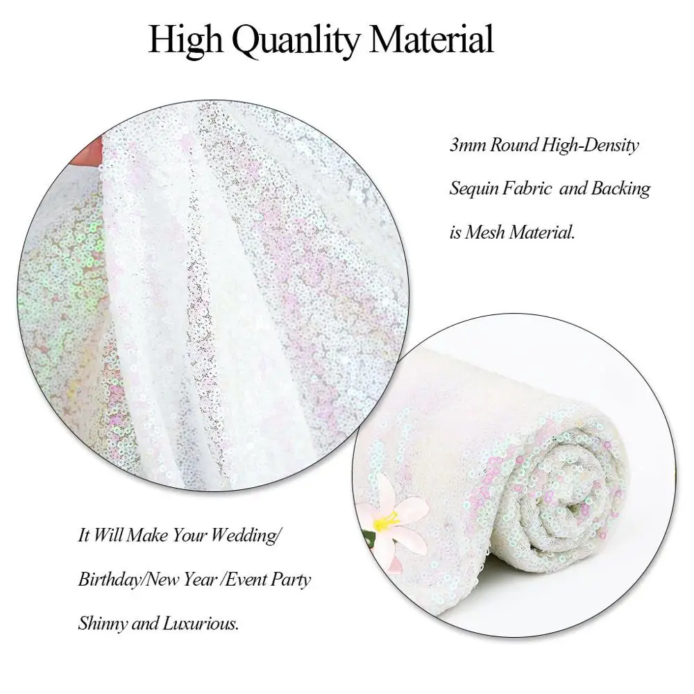 Белая круглая блестящая скатерть ShinyBeauty 5ft change для вечеринки R|sparkle tablecloth|table cloth