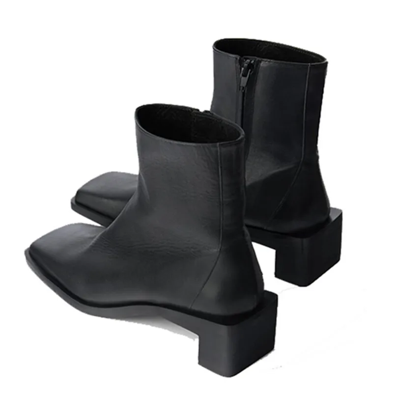 Новинка женские ботинки средней длины из искусственной кожи с текстурой под