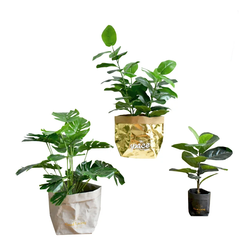 Ретро моющиеся крафт-бумага цветочный горшок ваза для хранения дома реквизит