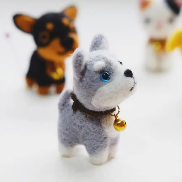 

Q version of kittens and dogs wool needlepoint kit wool felt needle felting decoration craft needlecraft DIY handmade