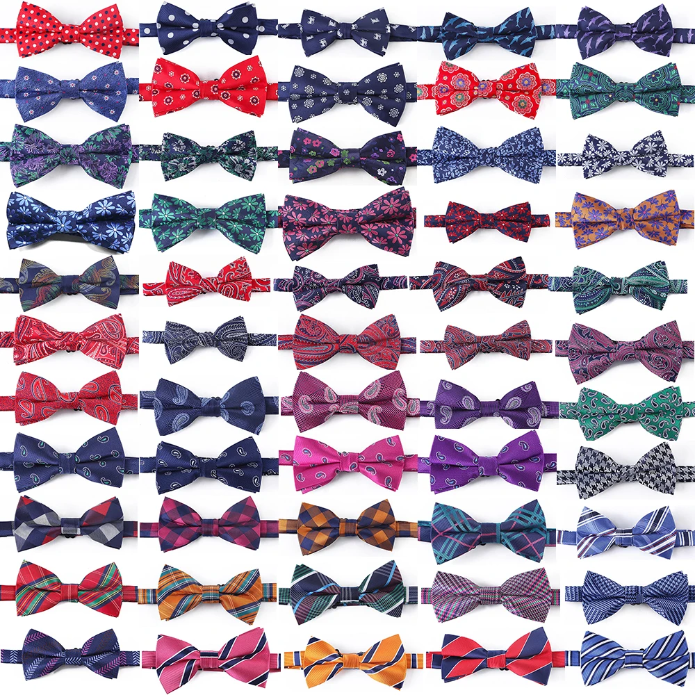 Tailor Smith 100% Microfiber Bowtie Woven Dot Checked Stripped Bow Tie Butterfly Wedding Dress Mens Formal Classical Accessory