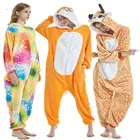Пижама-комбинезон с животными, оленем, лисой, панда для детей, мальчиков, девочек, женщин, мужчин, косплей, единорог, кигуруми, одежда для сна, детские комбинезоны, комбинезон