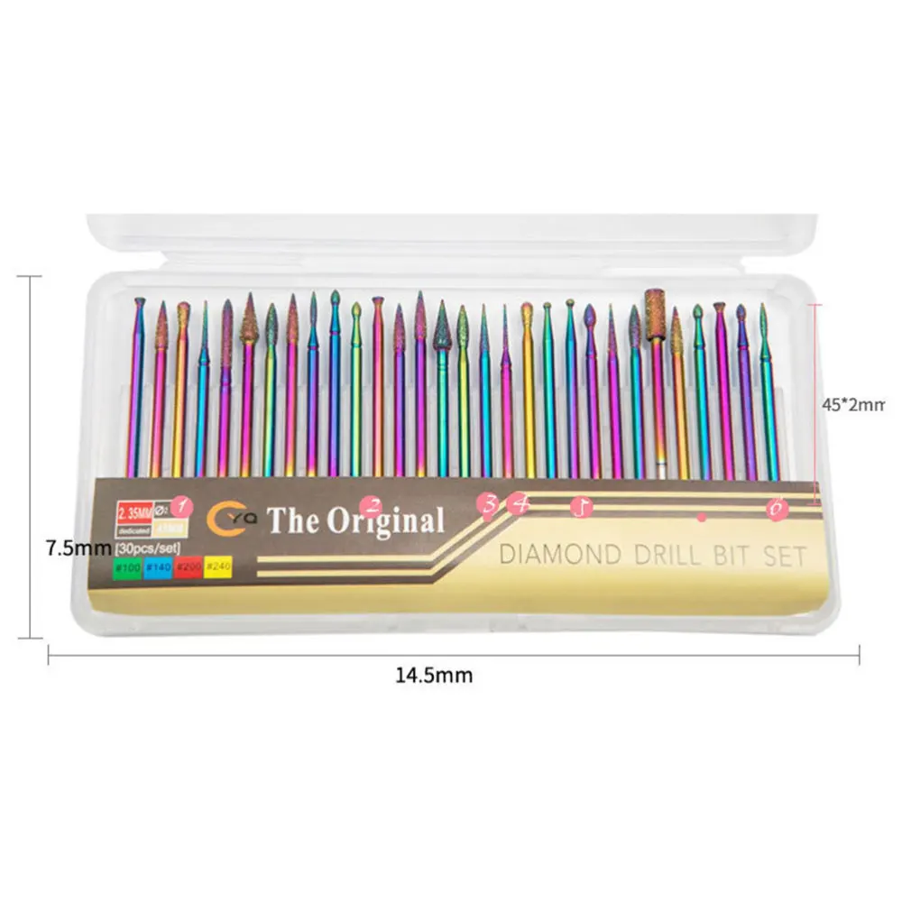 

30Pcs Emery Alloy Manicure Head Set Cuticle Clean Drill Set Special Nail Grinding Head Tool Set (Colorful)
