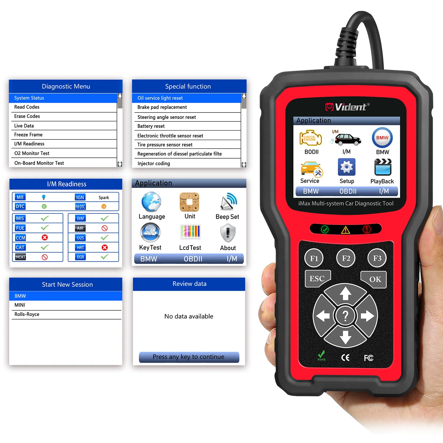 VIDENT iMax4302 для BMW OBD2 автомобильный диагностический инструмент OBDII EOBD сканер с TPMS EPB