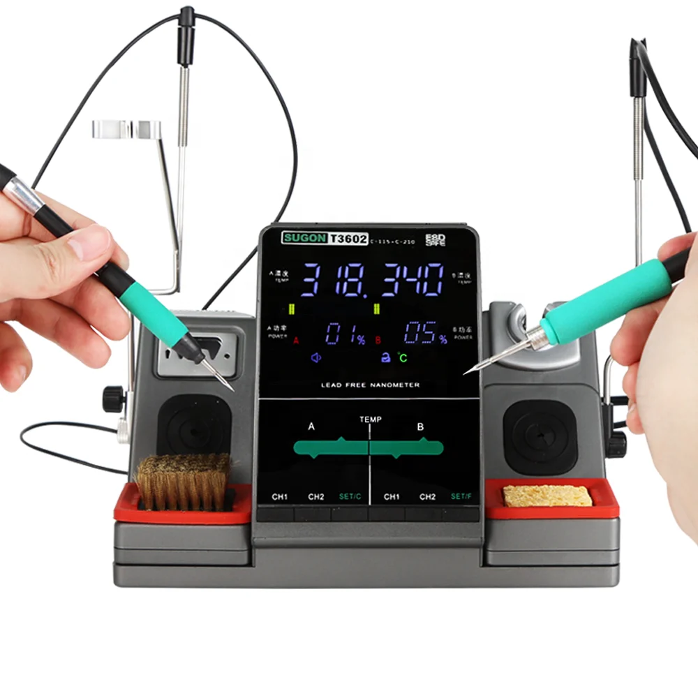 in stock sugon t3602 soldering station 2 in 1 iron mobile phone repair tools welding machine free global shipping
