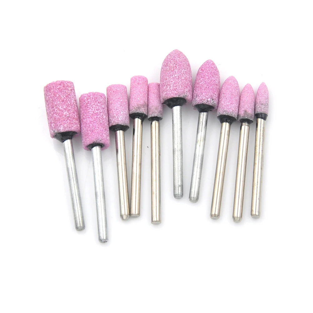 

10pcs Grinding Wheel 1/8 Shank For corundum Pink Mounted Stone Rotary Tool