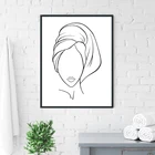 Абстрактная Художественная печать на лице женщины черно-белая Минималистичная линия для ванной, рисование на холсте, художественный постер для ванной, настенный художественный Декор
