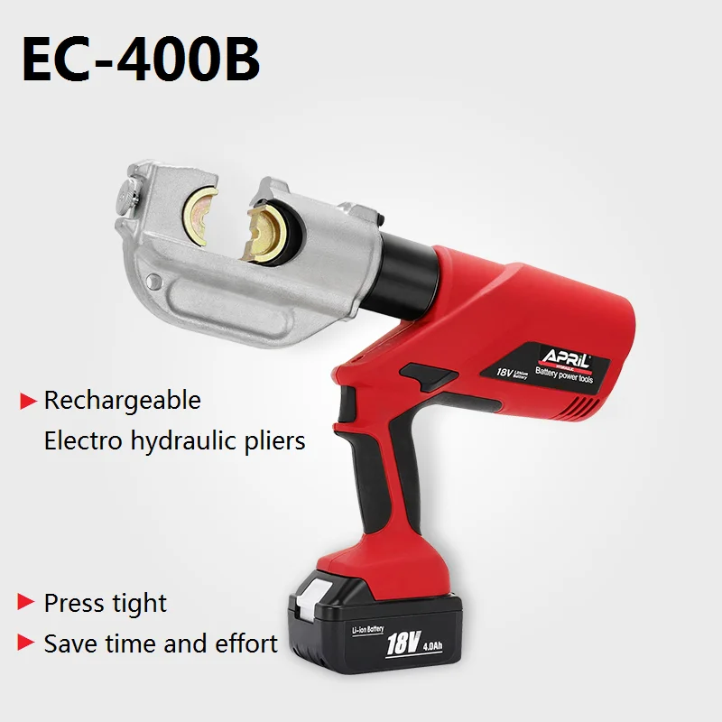 

EC-400B Electric Hydraulic Clamp Rechargeable Lithium Battery Portable Electrician Crimping Copper Terminal Cable Crimping Tool