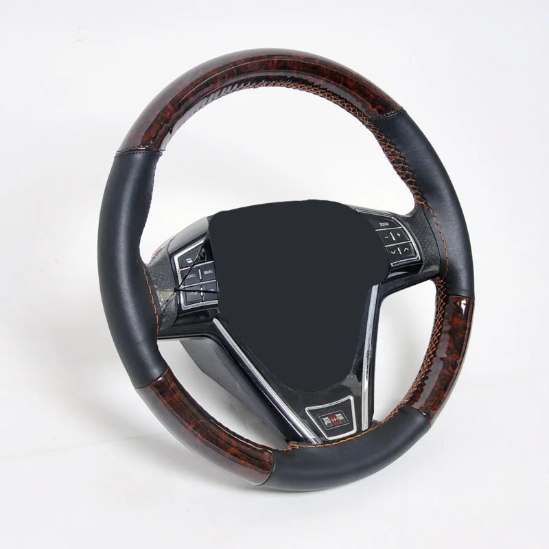 

Four Seasons General Anti Slip Breathable Handle Cover Leather Splicing Peach Wood Grain Sports Hand Sewn Car Steering Wheel