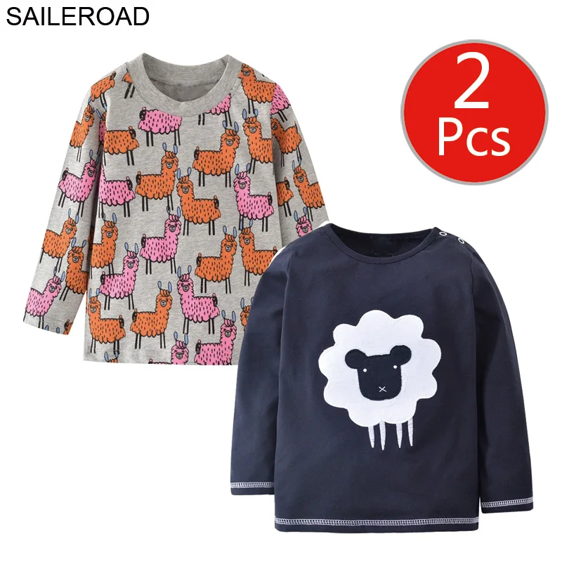 SAILEROAD 2 Шт. Мультфильм Динозавров Детские Футболки Хлопка Мальчик с Длинным