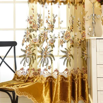 Европейская роскошная оконная занавеска для Гостиная спальня бархатные вышитые