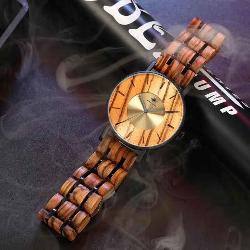 

2021 New Fashion Personality Men Wooden Quartz Watches Business Top Brand Luxury Waterproof Watch Japanese Round Wristwatch