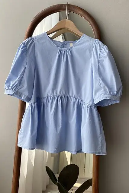 

Summer O-neck White Blouse Women Vintage Puff Sleeve Shirt Female Elegant Minimalist Tops Female 2021 Korean Ruffle Top Lady