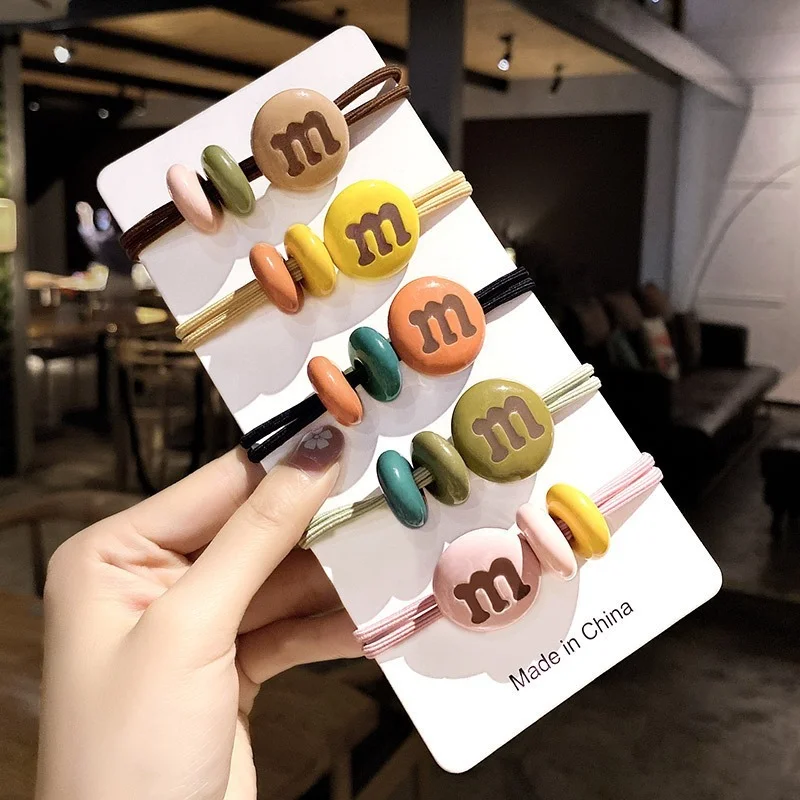 

Korean Fashion Hair Rope M Letter Hair Bows Girls Cute Elastic Hair Bands Rubber Band Hair Accessories for Women
