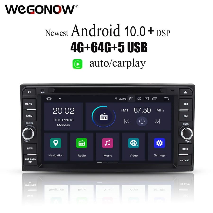 Автомобильный DVD плеер DSP PX6 IPS Android 10 4 Гб 64 Wifi GPS радио Bluetooth 5 0 для Toyota Corolla Vitz Echo VIOS