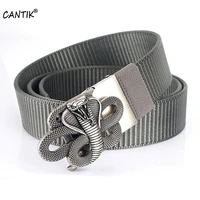cantik unique snake pattern automatic animal belt high quality nylon canvas belt men accessories freeshipping 3 5cm cbca303