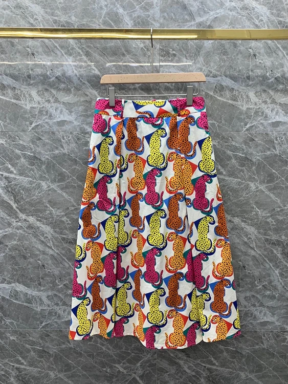 

2021 new women fashion animal pattern color matching decoration all-match mid-length skirt 617