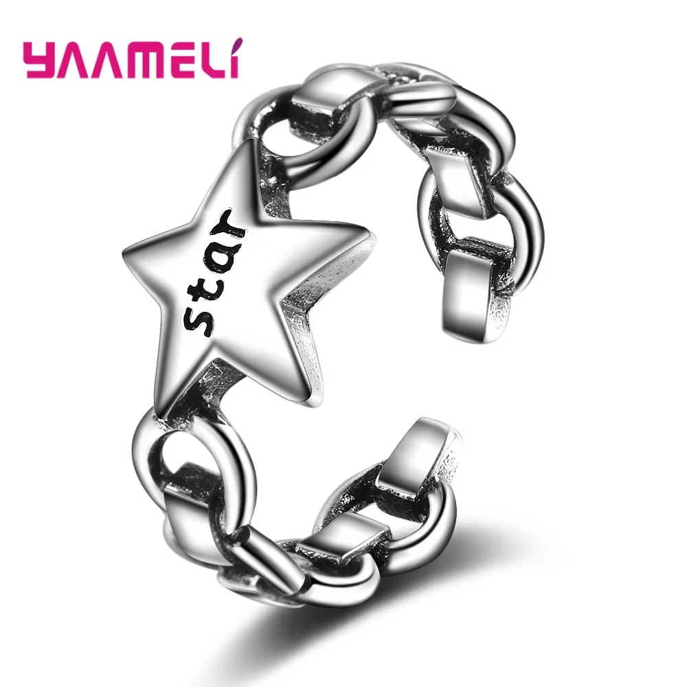 Punk Hollow Smiling Face Thai Silver Ring 925 Sterling Round Ball Tassel Open Rings for Women Men Gifts | Украшения и аксессуары