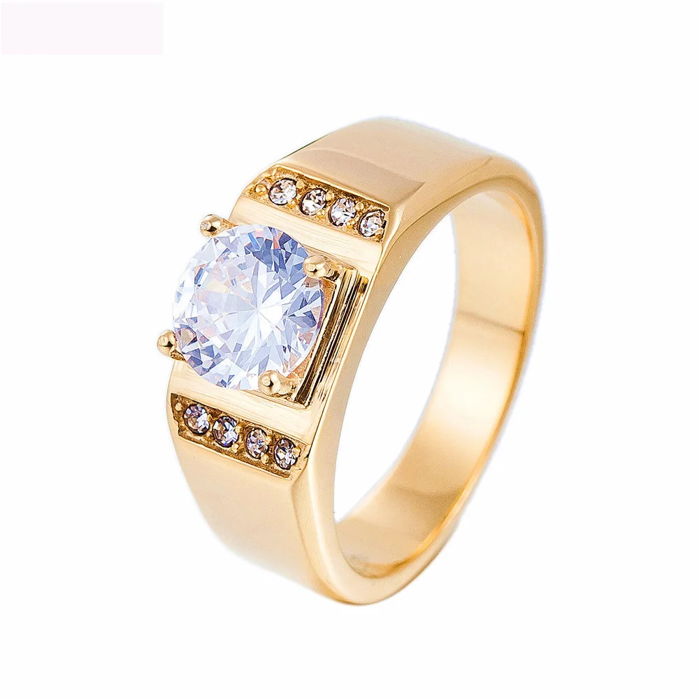 

Engagement Titanium Steel Gold Color Lover Ring Crystal Fashion Gifts Wedd Jewelry Wedding Rings For Women And Men Party Gifts