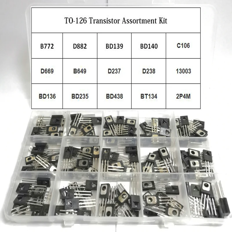 150 шт TO-126 транзисторный набор pack B772 D882 BD139 BD140 C106 D669 B649 D237 D238 13003 BD136 BD235 BD438 BT134 2P4M |