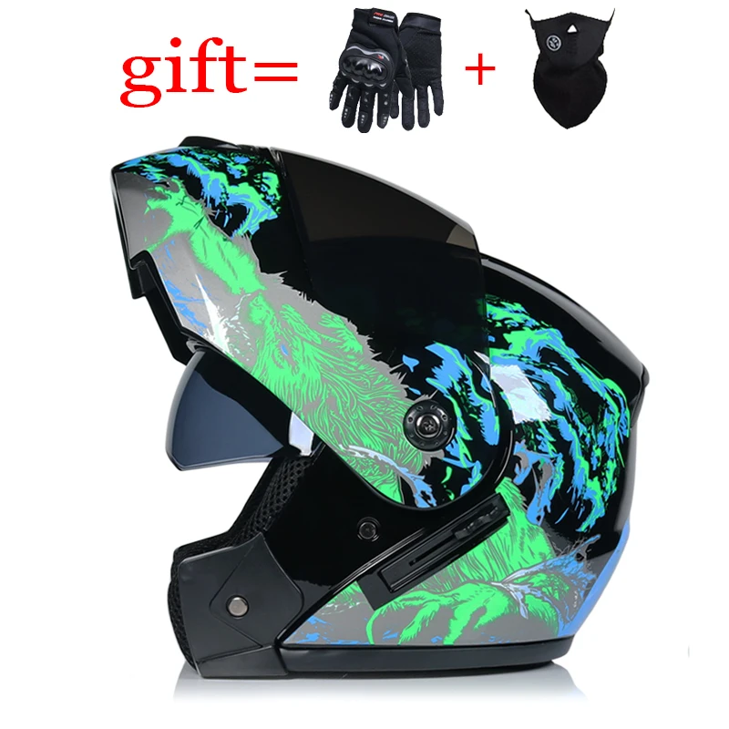 

Popular Modular Motorcycle helmet full face racing motorbike helmet with Double sun visor Women man flip up moto helmets DOT