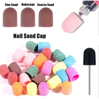 10pcs pedicure polishing sand block with rubber grip foot cuticle remove tool plastic sanding caps nail drill accessories