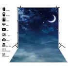 Фон для фотосъемки новорожденных с изображением белого облака Луны ночи детского дня рождения деревянного пола